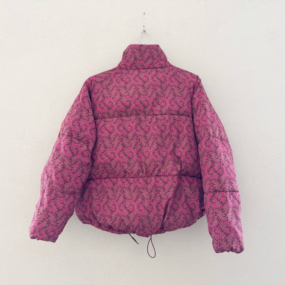 Anthropologie Numph Lillie Puffer Jacket XL Pink Floral Quilted - Picture 7 of 15
